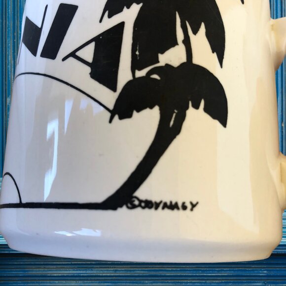 Vintage Coffee Mug CALIFORNIA Artist Signed Palm Trees Made in England - Picture 6 of 10